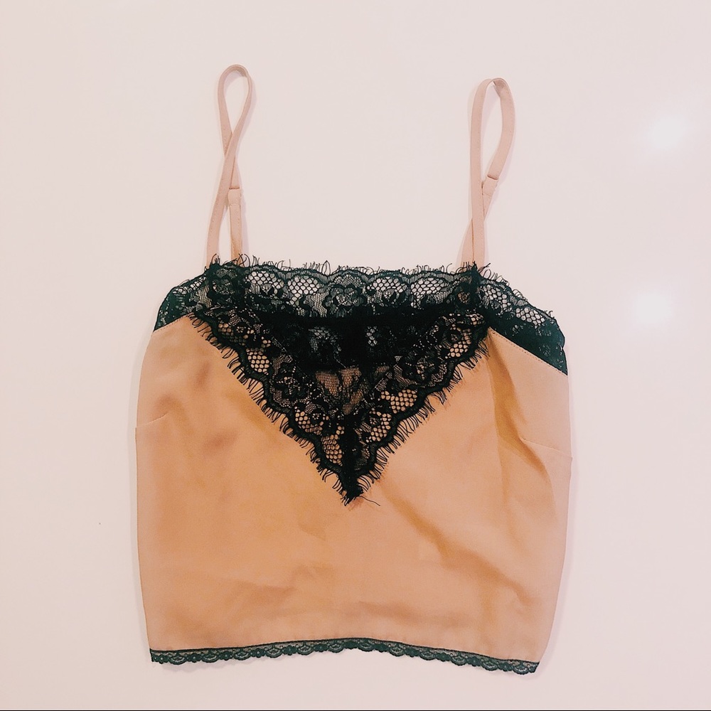 Pins & Needles light pink black lace crop top